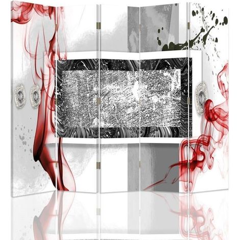 Paravento bilaterale, Astrazione in grigio e rosso - 180x170 (1/5)