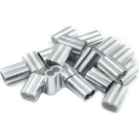 20x Manchons à sertir en aluminium avec double embouts 4.0 mm Ferrules en aluminium, clip à sertir, manchons de presse, manchons à sertir, connecteurs pour câbles métalliques (1/5)