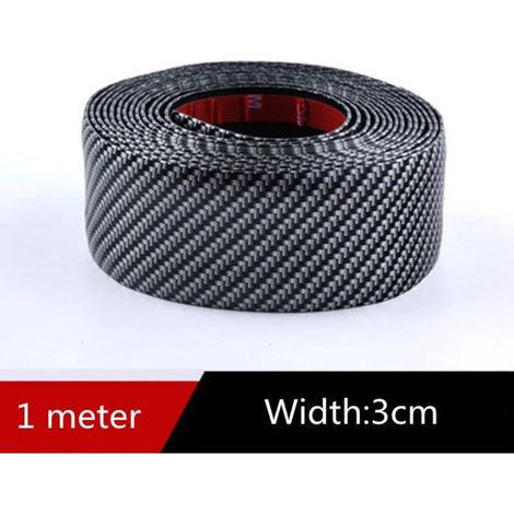 (noir) Autocollants de voiture anti-rayures,protection de seuil de porte,bande en caoutchouc,fibre de carbone,film de protection pour pare-chocs,style automobile (1/3)
