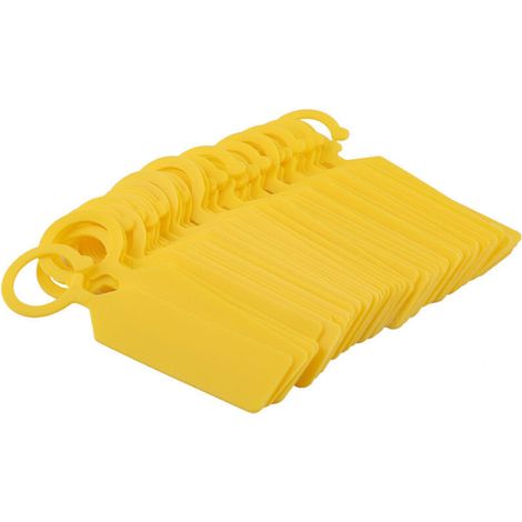 Lot de 100 étiquettes à suspendre en plastique pour plantes, arbres, pépinière, décoration de jardin, jaune (1/5)