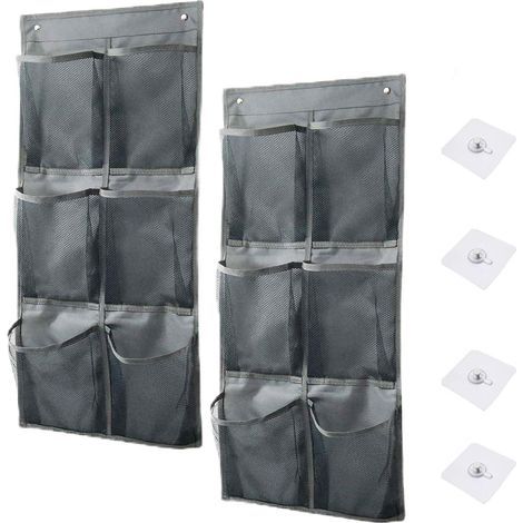 3 pièces étagère de organisateur mural de stockage murale, 6 poches, Rangement de chaussures à suspendre, Sac de rangement suspendu, convient pour chambre à coucher, salon, salle de bain (Gris) (1/5)