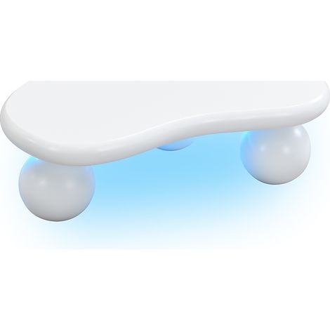ELVMI Couchtisch mit LED 16 Farben per App, Wolkenform und runden Beinen, für Wohnzimmer, aus MDF, Weiß (1/5)
