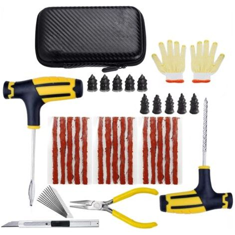 Kit de réparation de pneus de Voiture, Outils de Bouchon de crevaison, d'urgence for Bandes de pneus, Kit d'outils de réparation de Colle en remuant (Size : CASE-B-42PCS) (1/5)