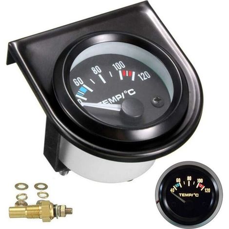 Kit de jauge de température de l'eau pour voiture Noir LED Universel Manomètre de température de l'eau de voiture Cadrans de (1/4)