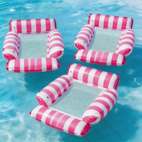 Aufblasbare Poolmatratze für Erwachsene mit Kühlnetz, 110 cm, faltbar und tragbar, gestreift, unverzichtbar für den Strandurlaub (1/5)