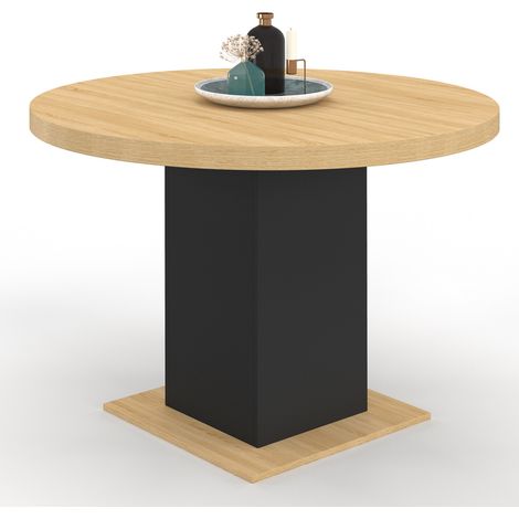 Table à manger ronde EDEN 6 personnes bois et noir 120 cm