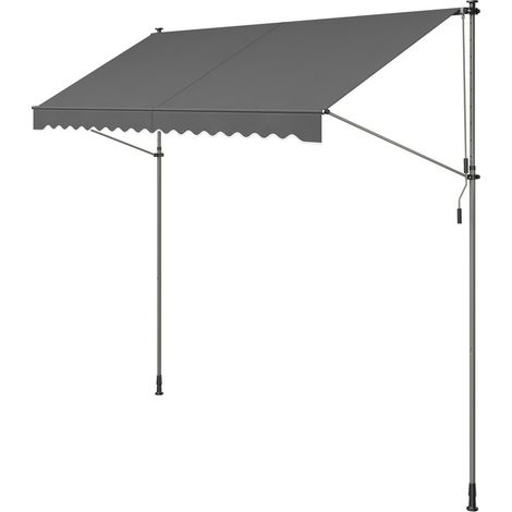 SONGMICS Store Banne Rétractable, Store Manuel, Réglable en Hauteur, avec Manivelle pour Balcon, Jardin, Terrasse, 350 x 120 cm, Gris Anthracite (1/5)