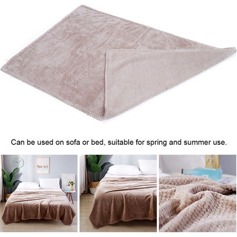 Couverture de lit épaisse et douce en fibre de polyester pour chambre à coucher, respirante et climatisée, beige, 120 x 200 cm (1/5)