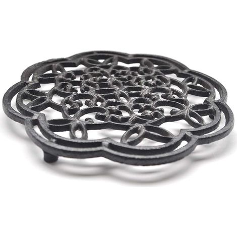 Dessous de Plat Rond Maniques en Fonte avec Motif Floral, 19,5 cm 19,5 cm 1,7 cm (1/4)