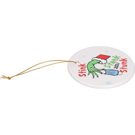Ornements de Noël ronds imprimés sapin de Noël pendentif en céramique pour décoration intérieure Outils de bricolage Type B (1/5)
