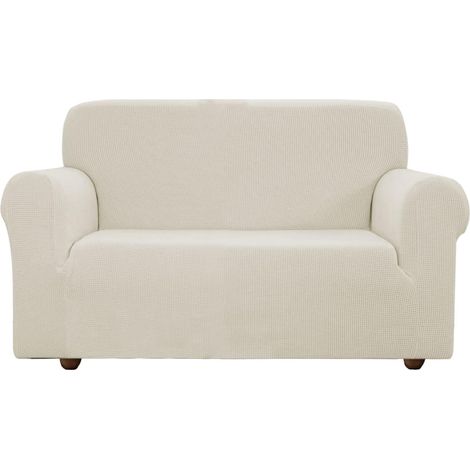 Élastique Housses de canapé Housses de Coussin, Revêtement de Canapé Extensible Housses de canapé à 2 Places (Ivoire,145-185 cm (1/5)