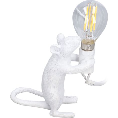 Lampe animalière, éclairage doux, utilisation simple, image réaliste, lampe souris moderne en résine pour la décoration de la maison, d'un café, d'un bureau ou d'une chambre, blanche, Royaume-Uni (1/5)