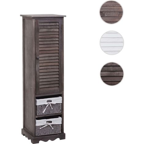 Commode de salle de bain HWC-H20 Etagère de salle de bain - 120x27x29cm bois massif - shabby gris-brun (1/5)