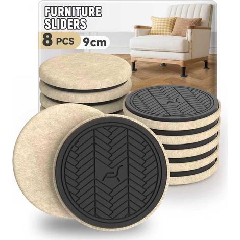 Patin Glisseur pour Meuble Lourd,Beige Rond 8 Pièces - 9cm Furniture Sliders, Meuble Patin Protégez Le Plancher de Bois Franc,Déplacez Les Meubles Lourds Rapidement et Facilement (1/5)