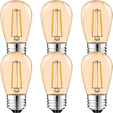 S14 E27 Edison LED Glühbirne, 2W Vintage Filament Fadenlampe, Bernstein, Warmweiß 2700K, 360° Abstrahlwinkel, Nicht Dimmbar 6er-Pack [Energieklasse G] (1/5)