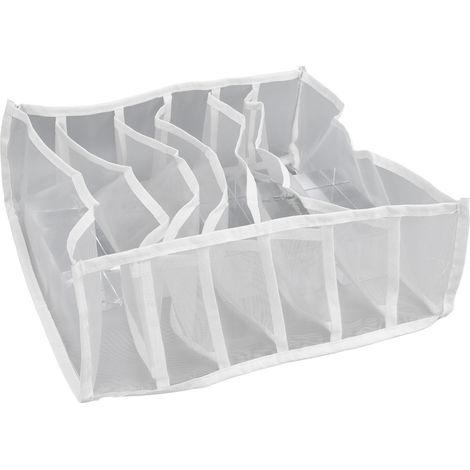 Boîte de rangement pour sous-vêtements, respirante et pliable, avec plusieurs compartiments, idéale pour les soutiens-gorge et les chaussettes (6 compartiments). (1/5)