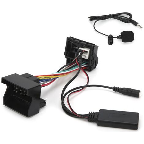 Adaptateur Bluetooth AUX-IN, 12Pin DC12V Câble Bluetooth AUX-IN Adaptateur Audio Stéréo avec Microphone pour Peugeot 207 307 407 308