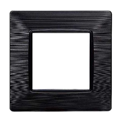 Plaque compatibles Vimar Plana 2 modules plastique couleur noir satiné Ettroit EV85214