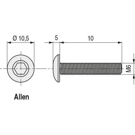 tornillo allen. cabeza botonada. rosca métrica m6-m8 metrica m-8 largo 25mm