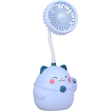 Petit Ventilateur de Bureau USB Rechargeable Bleu Porte-stylo (1/5)