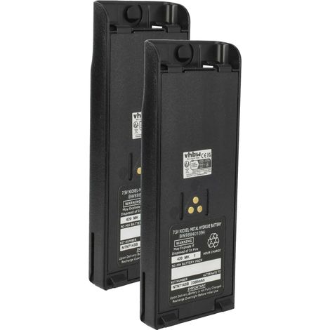 vhbw 2x Akku kompatibel mit Motorola PTX1200, MTZ2000, MTX9000 Funkgerät, Walkie Talkie (2300 mAh, 7,5 V, NiMH) + Gürtelclip