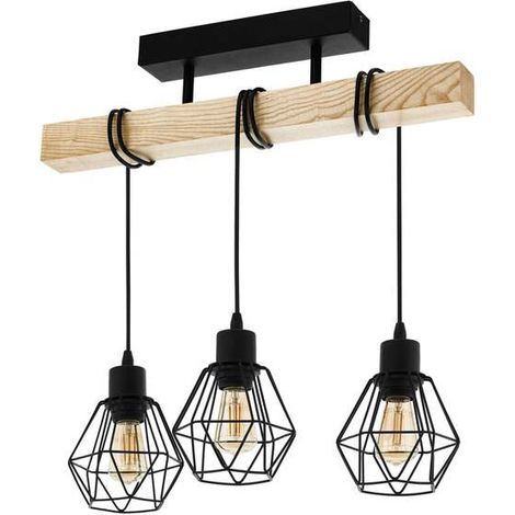 [NEUWERTIG] B-Ware Deckenleuchte Townshend 5 schwarz creme 3 Käfigschirme E27 60W IP20 55cm (1/2)