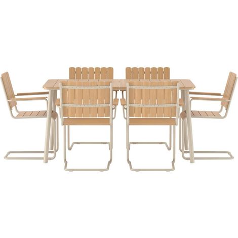Holmsund Gartenset Tisch 90x150cm 6 Stühle beige.