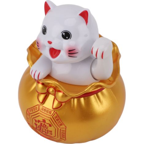 Chat porte-bonheur solaire, symbole de richesse et de bienvenue, décoration pour voiture, bureau ou caisse enregistreuse, grand œil doré (1/5)