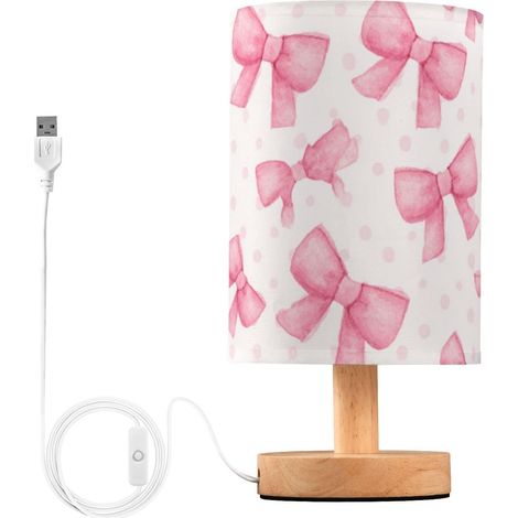 Kcldeci Lampe de chevet avec nœuds roses à pois blancs pour (1/5)