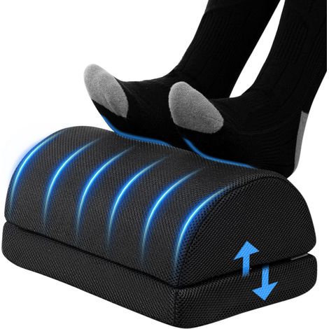 Todeco – Repose-pieds ergonomique réglable – Mousse à mémoire de forme haute densité – Housses lavables en tissu respirant et velours – Antidérapant (1/5)