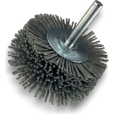 Brosse circulaire sur tige Ø 50 mm 1/2/3 rangs NYLON abrasif grain 80 - Quantité x 1 - Ø 60 mm - 3 rangs - Grain 80 (1/5)