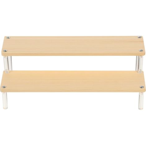 Présentoir à Gâteaux en Bois et Acrylique à Double Étage, Support Pratique et Facile à Assembler, Forme Échelle Simple et Élégant pour Exposer Figurines et Objets Cuisine (1/5)