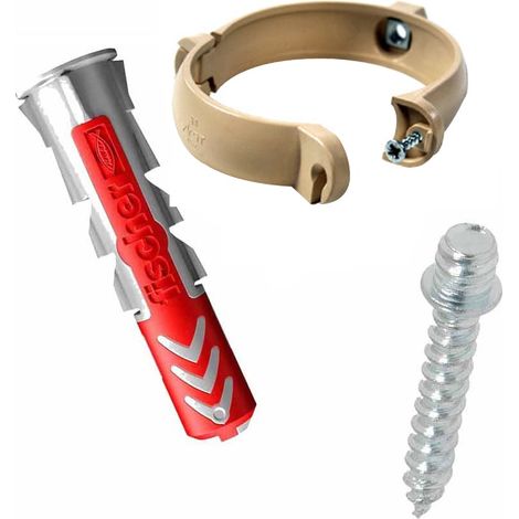 Ensemble de 1 collier tube de descente Ø80 Sable + 1 Vis 7x40mm + 1 Cheville Duopower 8x40mm - Arcanaute (1/4)