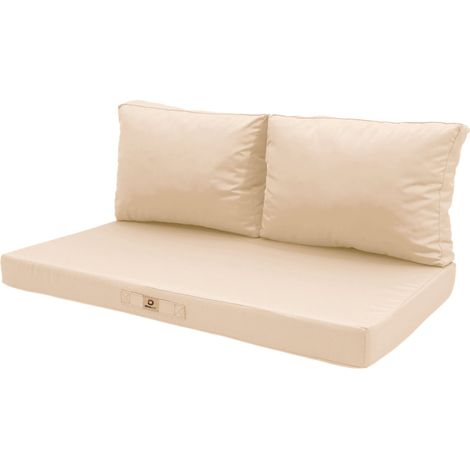 Ensemble Coussins Salon Jardin 100x50 Beige - Déhoussable & Anti-UV (1 Assise + 2 Dossiers)