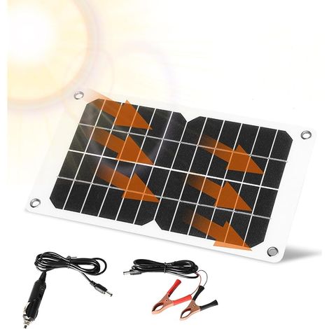 Mini Panneau Solaire 12V 20W Chargeur de Batterie Solaire avec Pinces Crocodiles, Panneau Solaire Portable pour Voitures, énergie Solaire et Projets Scientifiques (1/5)
