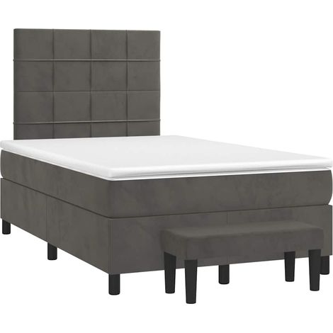 Maison Exclusive - Giroletto a Molle con Materasso Grigio Scuro 120x190 cm Velluto (1/5)