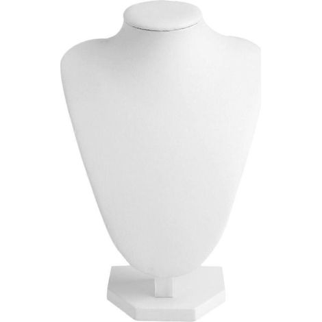 Weißer Schmuckbüsten-Halsketten-Präsentationsständer für Messen und Ausstellungen mit Kunstleder (1/4)