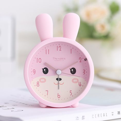 Réveil en silicone chat rose pour enfant, veilleuse intégrée, silencieux, design mignon pour chambre