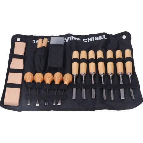 16-teiliges Holzschnitzwerkzeug-Set, Stahlmeißel-Set, Handmesser (1/5)