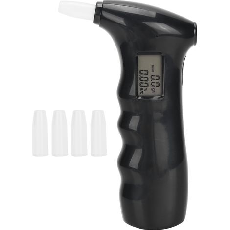 Testeur d'alcool portable noir à réponse rapide avec soufflage automatique, outil de détection d'alcoolémie sans contact. (1/5)