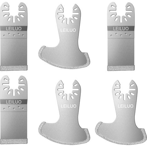 6 - Oszillierendes Sägeblatt - Zubehör für Multifunktionswerkzeuge - Schneidet Holz, Metall und Gips - Kompatibel mit DeWalt, Makita und Einhell - Kohlenstoffstahl - Universell (1/5)
