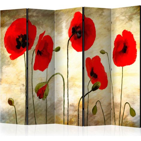 Paravent 5 Volets "Golden Field of Poppies" 172x225cm (1/2)