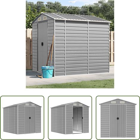 vidaXL Lagerhaus - Gartenhaus Hellgrau 191 x 215 x 198 cm Verzinkter Stahl (1/5)