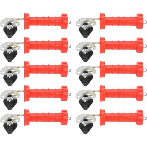 10 pièces poignées de porte à ressort isolées poignée de porte de clôture électrique avec 10 isolateurs pièces pratique Stable pour clôture électrique (1/5)
