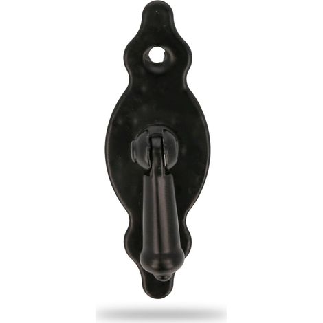 Poignée Verticale - Modèle 1005 - Acier - Quincaillerie Rustique - 28 x 80 mm - Avec Plaque Pointillée - Finition : Noir (1/5)