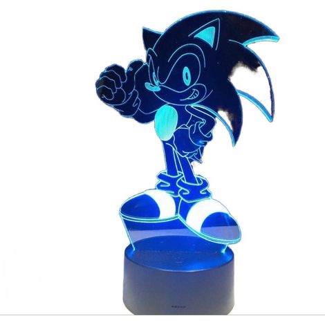 Lampe de bureau LED 3D Sonic, veilleuse décorative pour enfant, éclairage d'ambiance, design hérisson, idéale chambre, faible consommation, 7 couleurs, USB.