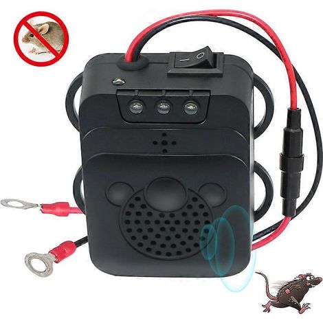 Répulsif ultrasonique pour voiture, répulsif électronique anti-rats et fouines avec lumières stroboscopiques LED pour voiture, grange, cuisine