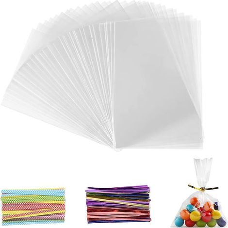 Sachets en cellophane 200 pièces Polypropylène Transparents et imperméables Fêtes, mariages, cadeaux 15 x 10 cm (1/5)