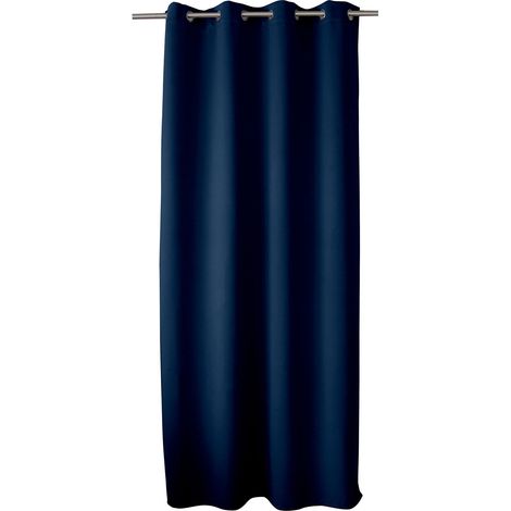 Homemaison – Rideau occultant 140 x 240 cm – 100% polyester 210 g/m² – 8 oeillets métal chromé – Coloris bleu marine
