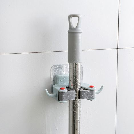 Support mural de rangement résistant réutilisable en ABS silicone pour balai serpillière serviette salle de bain 02Bleu 1 pièce (1/3)